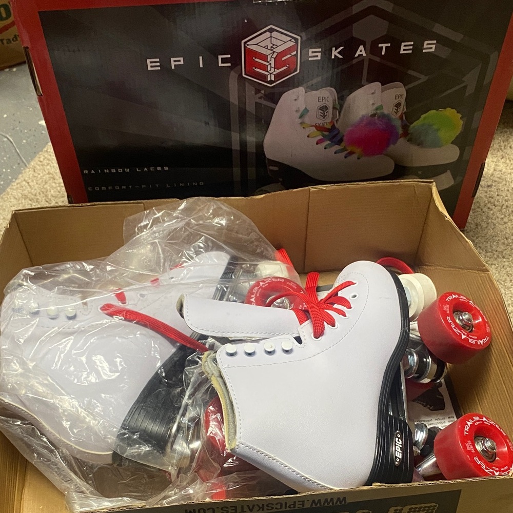 Women's White Roller Skates with Red Accents